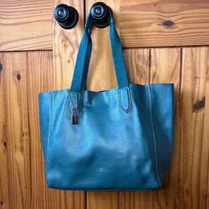 Coach Leather Derby Tote, Teal LIKE NEW